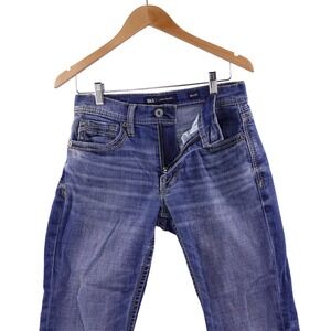 BKE Jake Straight Men 30x32 Blue Medium Wash Stretch Denim Jeans Contrast Stitch